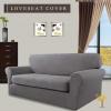 Easy-Going 2 Pieces Microfiber Stretch Sofa Slipcover – Spandex Soft Fitted Sofa Couch Cover, Washable Furniture Protector with Elastic Bottom Kids,Pet (Oversized Sofa, Dark Gray(Lightgray)