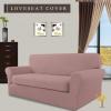 Easy-Going 2 Pieces Microfiber Stretch Sofa Slipcover – Spandex Soft Fitted Sofa Couch Cover, Washable Furniture Protector with Elastic Bottom Kids,Pet (Oversized Sofa, Dark Gray(Pink)