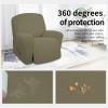 Easy-Going 8 Pieces Recliner Sofa Stretch Sofa Slipcover Sofa Cover Furniture Protector Couch Soft with Elastic Bottom Kids, Spandex Jacquard Fabric Small Checks Dark Gray(Khaki)