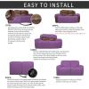 Easy-Going 8 Pieces Recliner Sofa Stretch Sofa Slipcover Sofa Cover Furniture Protector Couch Soft with Elastic Bottom Kids, Spandex Jacquard Fabric Small Checks Dark Gray(Purple)