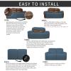 Easy-Going 8 Pieces Recliner Sofa Stretch Sofa Slipcover Sofa Cover Furniture Protector Couch Soft with Elastic Bottom Kids, Spandex Jacquard Fabric Small Checks Dark Gray(Bluestone)