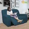 Easy-Going 8 Pieces Recliner Sofa Stretch Sofa Slipcover Sofa Cover Furniture Protector Couch Soft with Elastic Bottom Kids, Spandex Jacquard Fabric Small Checks Dark Gray(Deep Teal)