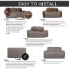 Easy-Going 8 Pieces Recliner Sofa Stretch Sofa Slipcover Sofa Cover Furniture Protector Couch Soft with Elastic Bottom Kids, Spandex Jacquard Fabric Small Checks Dark Gray(Taupe)