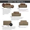 Easy-Going 8 Pieces Recliner Sofa Stretch Sofa Slipcover Sofa Cover Furniture Protector Couch Soft with Elastic Bottom Kids, Spandex Jacquard Fabric Small Checks Dark Gray(Tan)
