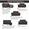 Easy-Going 8 Pieces Recliner Sofa Stretch Sofa Slipcover Sofa Cover Furniture Protector Couch Soft with Elastic Bottom Kids, Spandex Jacquard Fabric Small Checks Dark Gray(Dark Gray)