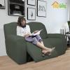 Easy-Going 8 Pieces Recliner Sofa Stretch Sofa Slipcover Sofa Cover Furniture Protector Couch Soft with Elastic Bottom Kids, Spandex Jacquard Fabric Small Checks Dark Gray(Olive Green)