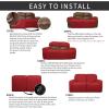 Easy-Going 8 Pieces Recliner Sofa Stretch Sofa Slipcover Sofa Cover Furniture Protector Couch Soft with Elastic Bottom Kids, Spandex Jacquard Fabric Small Checks Dark Gray(Christmas Red)