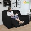 Easy-Going 8 Pieces Recliner Sofa Stretch Sofa Slipcover Sofa Cover Furniture Protector Couch Soft with Elastic Bottom Kids, Spandex Jacquard Fabric Small Checks Dark Gray(Black)