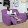 Easy-Going 8 Pieces Recliner Sofa Stretch Sofa Slipcover Sofa Cover Furniture Protector Couch Soft with Elastic Bottom Kids, Spandex Jacquard Fabric Small Checks Dark Gray(Purple)