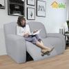 Easy-Going 8 Pieces Recliner Sofa Stretch Sofa Slipcover Sofa Cover Furniture Protector Couch Soft with Elastic Bottom Kids, Spandex Jacquard Fabric Small Checks Dark Gray(Silver Gray)