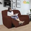 Easy-Going 8 Pieces Recliner Sofa Stretch Sofa Slipcover Sofa Cover Furniture Protector Couch Soft with Elastic Bottom Kids, Spandex Jacquard Fabric Small Checks Dark Gray(Coffee)