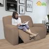 Easy-Going 8 Pieces Recliner Sofa Stretch Sofa Slipcover Sofa Cover Furniture Protector Couch Soft with Elastic Bottom Kids, Spandex Jacquard Fabric Small Checks Dark Gray(Camel)