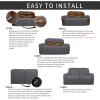 Easy-Going 8 Pieces Recliner Sofa Stretch Sofa Slipcover Sofa Cover Furniture Protector Couch Soft with Elastic Bottom Kids, Spandex Jacquard Fabric Small Checks Dark Gray(Grey)