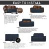 Easy-Going 8 Pieces Recliner Sofa Stretch Sofa Slipcover Sofa Cover Furniture Protector Couch Soft with Elastic Bottom Kids, Spandex Jacquard Fabric Small Checks Dark Gray(Dark Blue)