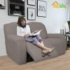 Easy-Going 8 Pieces Recliner Sofa Stretch Sofa Slipcover Sofa Cover Furniture Protector Couch Soft with Elastic Bottom Kids, Spandex Jacquard Fabric Small Checks Dark Gray(Taupe)