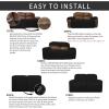 Easy-Going 8 Pieces Recliner Sofa Stretch Sofa Slipcover Sofa Cover Furniture Protector Couch Soft with Elastic Bottom Kids, Spandex Jacquard Fabric Small Checks Dark Gray(Black)