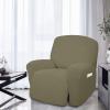 Easy-Going 8 Pieces Recliner Sofa Stretch Sofa Slipcover Sofa Cover Furniture Protector Couch Soft with Elastic Bottom Kids, Spandex Jacquard Fabric Small Checks Dark Gray(Khaki)