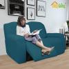 Easy-Going 8 Pieces Recliner Sofa Stretch Sofa Slipcover Sofa Cover Furniture Protector Couch Soft with Elastic Bottom Kids, Spandex Jacquard Fabric Small Checks Dark Gray(Peacock Blue)