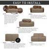 Easy-Going 8 Pieces Recliner Sofa Stretch Sofa Slipcover Sofa Cover Furniture Protector Couch Soft with Elastic Bottom Kids, Spandex Jacquard Fabric Small Checks Dark Gray(Natural)