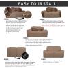 Easy-Going 8 Pieces Recliner Sofa Stretch Sofa Slipcover Sofa Cover Furniture Protector Couch Soft with Elastic Bottom Kids, Spandex Jacquard Fabric Small Checks Dark Gray(Camel)