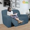 Easy-Going 8 Pieces Recliner Sofa Stretch Sofa Slipcover Sofa Cover Furniture Protector Couch Soft with Elastic Bottom Kids, Spandex Jacquard Fabric Small Checks Dark Gray(Bluestone)