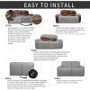 Easy-Going 8 Pieces Recliner Sofa Stretch Sofa Slipcover Sofa Cover Furniture Protector Couch Soft with Elastic Bottom Kids, Spandex Jacquard Fabric Small Checks Dark Gray(Light Gray)