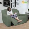 Easy-Going 8 Pieces Recliner Sofa Stretch Sofa Slipcover Sofa Cover Furniture Protector Couch Soft with Elastic Bottom Kids, Spandex Jacquard Fabric Small Checks Dark Gray(Greyish Green)