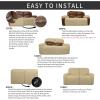 Easy-Going 8 Pieces Recliner Sofa Stretch Sofa Slipcover Sofa Cover Furniture Protector Couch Soft with Elastic Bottom Kids, Spandex Jacquard Fabric Small Checks Dark Gray(Beige)