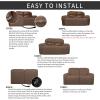 Easy-Going 8 Pieces Recliner Sofa Stretch Sofa Slipcover Sofa Cover Furniture Protector Couch Soft with Elastic Bottom Kids, Spandex Jacquard Fabric Small Checks Dark Gray(Brown)