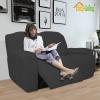 Easy-Going 8 Pieces Recliner Sofa Stretch Sofa Slipcover Sofa Cover Furniture Protector Couch Soft with Elastic Bottom Kids, Spandex Jacquard Fabric Small Checks Dark Gray(Dark Gray)