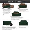 Easy-Going 8 Pieces Recliner Sofa Stretch Sofa Slipcover Sofa Cover Furniture Protector Couch Soft with Elastic Bottom Kids, Spandex Jacquard Fabric Small Checks Dark Gray(Dark Green)