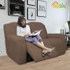 Easy-Going 8 Pieces Recliner Sofa Stretch Sofa Slipcover Sofa Cover Furniture Protector Couch Soft with Elastic Bottom Kids, Spandex Jacquard Fabric Small Checks Dark Gray(Brown)