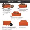 Easy-Going 8 Pieces Recliner Sofa Stretch Sofa Slipcover Sofa Cover Furniture Protector Couch Soft with Elastic Bottom Kids, Spandex Jacquard Fabric Small Checks Dark Gray(Orange)