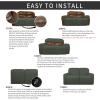 Easy-Going 8 Pieces Recliner Sofa Stretch Sofa Slipcover Sofa Cover Furniture Protector Couch Soft with Elastic Bottom Kids, Spandex Jacquard Fabric Small Checks Dark Gray(Olive Green)