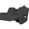 Easy-Going 1 Piece Stretch Reclining Loveseat with Middle Console Slipcover, 2 Seater Loveseat Recliner Cover with Holder and Storage, Recliner Couch Sofa Cover, Furniture Protector Dark Gray(Dark Gray)
