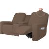 Easy-Going 1 Piece Stretch Reclining Loveseat with Middle Console Slipcover, 2 Seater Loveseat Recliner Cover with Holder and Storage, Recliner Couch Sofa Cover, Furniture Protector Dark Gray(Brown)