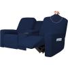Easy-Going 1 Piece Stretch Reclining Loveseat with Middle Console Slipcover, 2 Seater Loveseat Recliner Cover with Holder and Storage, Recliner Couch Sofa Cover, Furniture Protector Dark Gray(Navy)