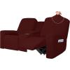 Easy-Going 1 Piece Stretch Reclining Loveseat with Middle Console Slipcover, 2 Seater Loveseat Recliner Cover with Holder and Storage, Recliner Couch Sofa Cover, Furniture Protector Dark Gray(Wine)