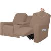 Easy-Going 1 Piece Stretch Reclining Loveseat with Middle Console Slipcover, 2 Seater Loveseat Recliner Cover with Holder and Storage, Recliner Couch Sofa Cover, Furniture Protector Dark Gray(Camel)