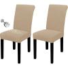 Easy-Going 100% Waterproof Dining Room Chair Cover Set of 6, Stretch Jacquard Parson Chair Slipcover Removable Washable Chair Protector for Home, Restaurant, Banquet (Large, Light Gray)(Sand)