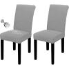 Easy-Going 100% Waterproof Dining Room Chair Cover Set of 6, Stretch Jacquard Parson Chair Slipcover Removable Washable Chair Protector for Home, Restaurant, Banquet (Large, Light Gray)(Light Gray)