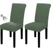 Easy-Going 100% Waterproof Dining Room Chair Cover Set of 6, Stretch Jacquard Parson Chair Slipcover Removable Washable Chair Protector for Home, Restaurant, Banquet (Large, Light Gray)(Grayish Green)