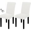 Easy-Going 100% Waterproof Dining Room Chair Cover Set of 6, Stretch Jacquard Parson Chair Slipcover Removable Washable Chair Protector for Home, Restaurant, Banquet (Large, Light Gray)(Cream)