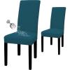 Easy-Going 100% Waterproof Dining Room Chair Cover Set of 6, Stretch Jacquard Parson Chair Slipcover Removable Washable Chair Protector for Home, Restaurant, Banquet (Large, Light Gray)(Peacock Blue)
