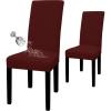 Easy-Going 100% Waterproof Dining Room Chair Cover Set of 6, Stretch Jacquard Parson Chair Slipcover Removable Washable Chair Protector for Home, Restaurant, Banquet (Large, Light Gray)(Wine)