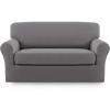 Easy-Going 2 Pieces Microfiber Stretch Sofa Slipcover – Spandex Soft Fitted Sofa Couch Cover, Washable Furniture Protector with Elastic Bottom Kids,Pet (Oversized Sofa, Dark Gray(Lightgray)