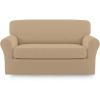 Easy-Going 2 Pieces Microfiber Stretch Sofa Slipcover – Spandex Soft Fitted Sofa Couch Cover, Washable Furniture Protector with Elastic Bottom Kids,Pet (Oversized Sofa, Light Gray)(Paleyellow)