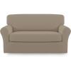 Easy-Going 2 Pieces Microfiber Stretch Sofa Slipcover – Spandex Soft Fitted Sofa Couch Cover, Washable Furniture Protector with Elastic Bottom Kids,Pet (Oversized Sofa, Dark Gray(Natural)