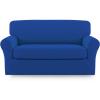 Easy-Going 2 Pieces Microfiber Stretch Sofa Slipcover – Spandex Soft Fitted Sofa Couch Cover, Washable Furniture Protector with Elastic Bottom Kids,Pet (Oversized Sofa, Dark Gray(Classicblue)