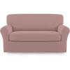 Easy-Going 2 Pieces Microfiber Stretch Sofa Slipcover – Spandex Soft Fitted Sofa Couch Cover, Washable Furniture Protector with Elastic Bottom Kids,Pet (Oversized Sofa, Dark Gray(Pink)